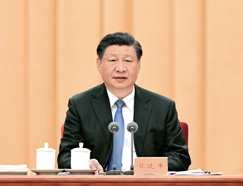 2023年1月9日，中共中央總書記、國家主席、中央軍委主席習(xí)近平在中國共產(chǎn)黨第二十屆中央紀(jì)律檢查委員會(huì)第二次全體會(huì)議上發(fā)表重要講話。 新華社記者 張領(lǐng)/攝